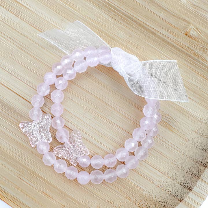 Mama & Mini Bracelet Set - Rose Quartz for wholesale by Peach Tree & Co.