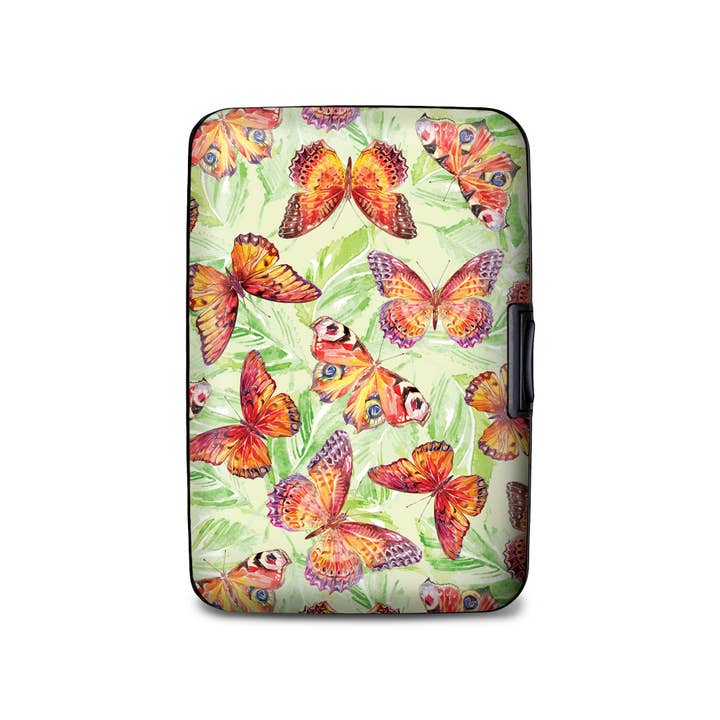 Monarque - Wholesale Wallet - Women's - Butterflies Orange With Green Backdrop Armored Wallet