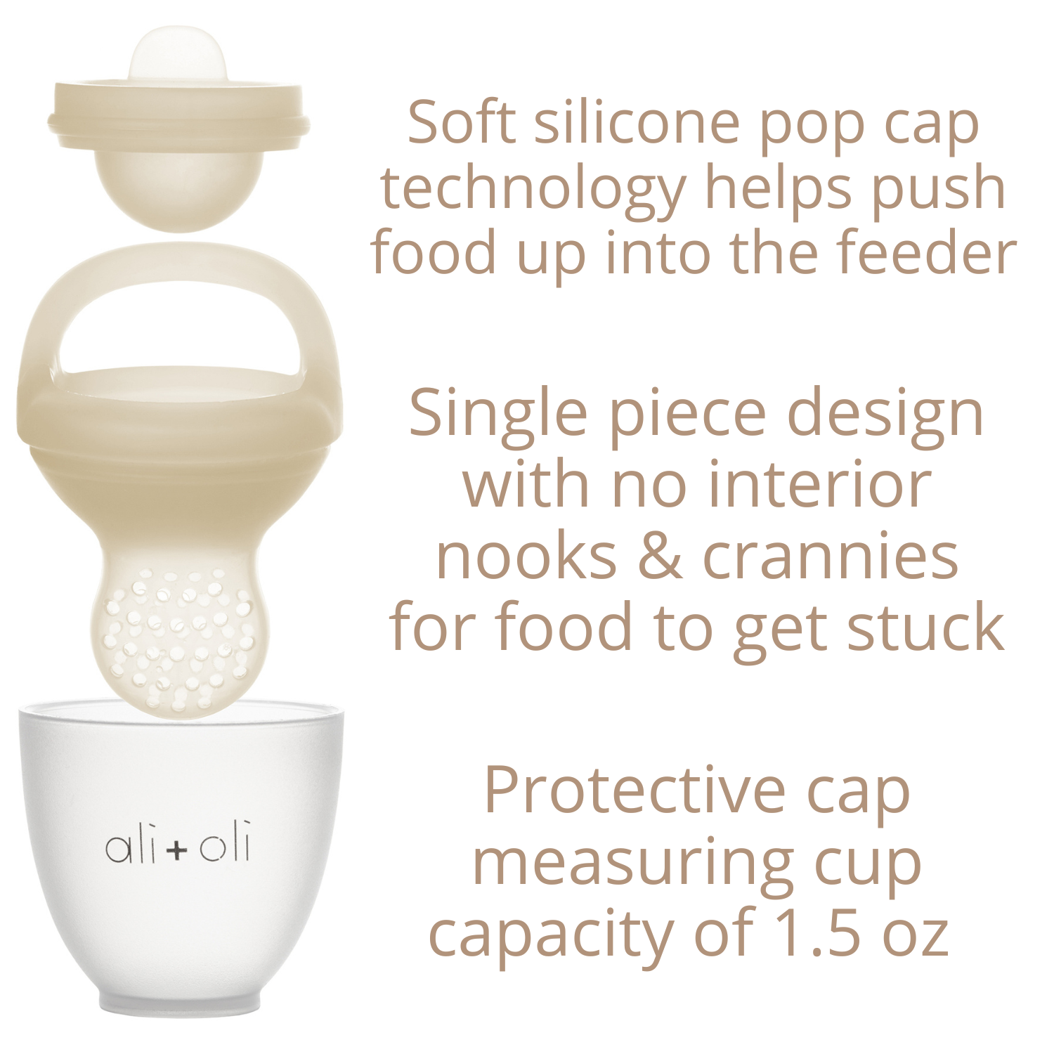 Ali+Oli - Wholesale Feeding Set - Baby - Silicone Food & Fruit Feeder (2 sizes) Oat & Coco7
