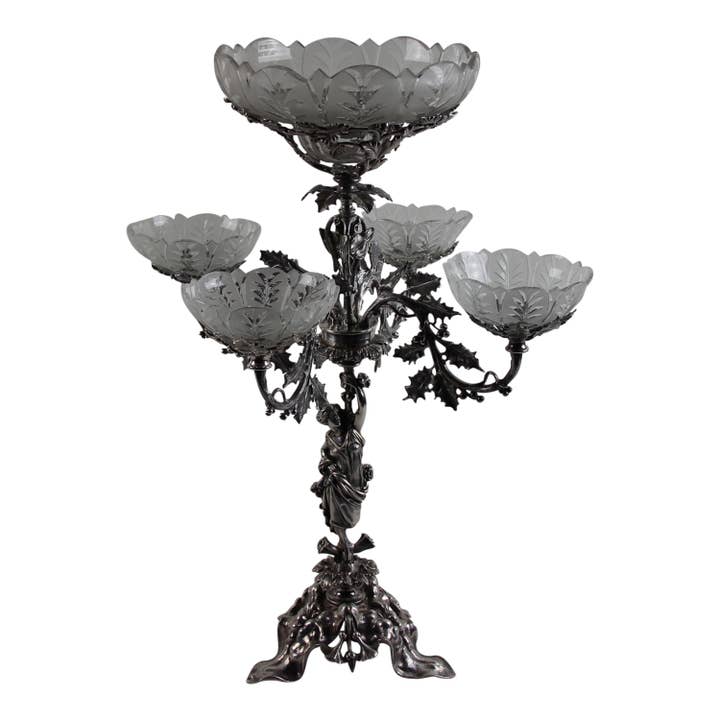Figural Epergne English Silver Plate C.1850. SKU #: A004. for wholesale by Corbell Silver
