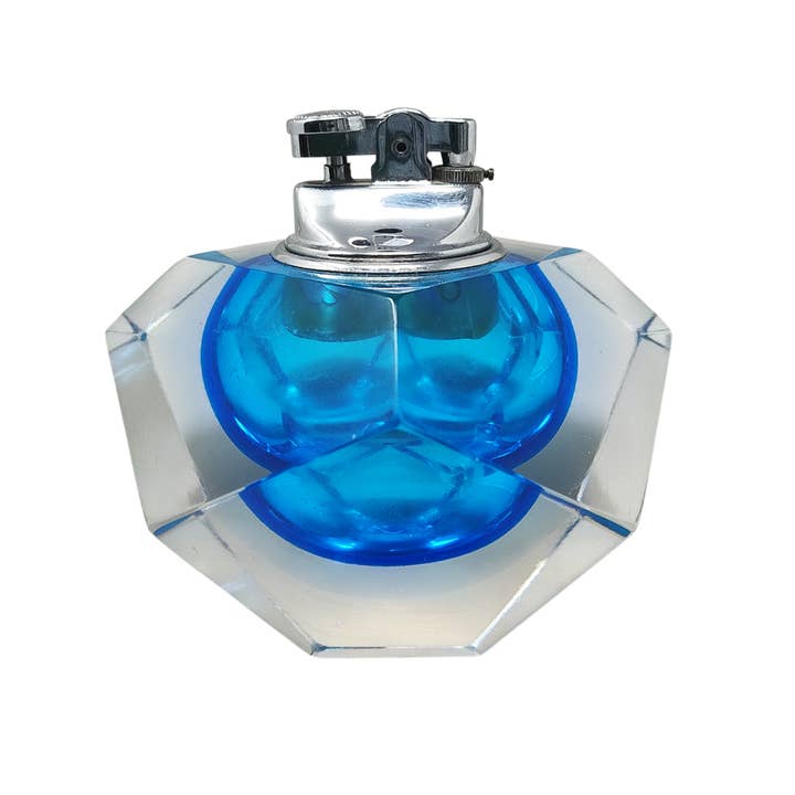 Isqueiro de Mesa Azul Deslumbrante dos anos 1960 em Vidro Sommerso de Murano B por atacado de MadInteriorArt