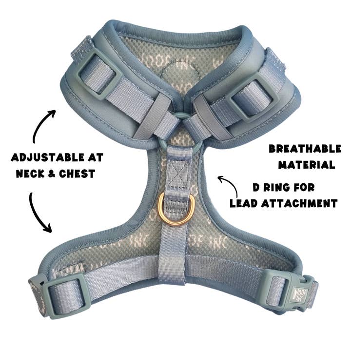 WOOF INC - Wholesale Pet Harness - Dog - Dusty Blue Adjustable Dog Harness1