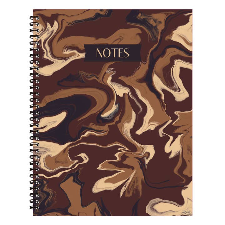 Cahier à lignes spirales Brown Coffee Marble (de la collection « Sip of Coffee »), 8,5 x 11 po pour la vente par Amy Designs