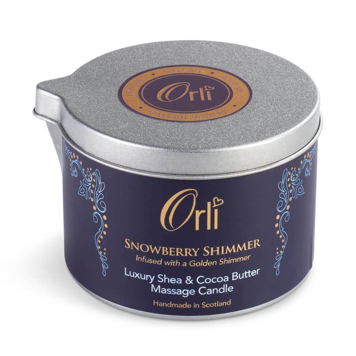 Snowberry Shimmer Massage Candle for wholesale by Orli Massage Candles