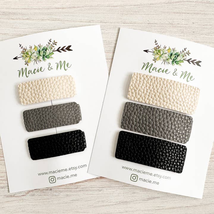 Ivory, grey, black Snap Clip Set for wholesale by Macie & Me