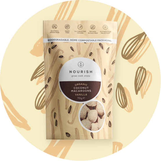 Nourish - Wholesale Cookie - Organic Vanilla Coconut Macaroons (110gm) Case of 10 NOUR0054