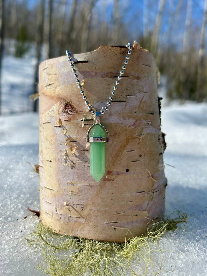 Silver Aventurine Point Pendant Necklace for wholesale by Ahimsa Gems