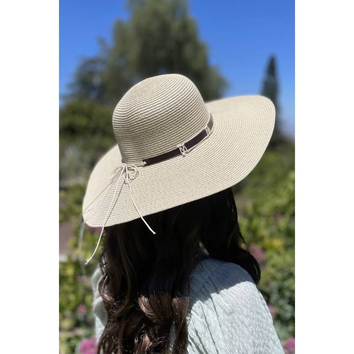 Queens INC - Wholesale Straw Hat - Women's - Floppy Straw Sun Hat WIth Strap