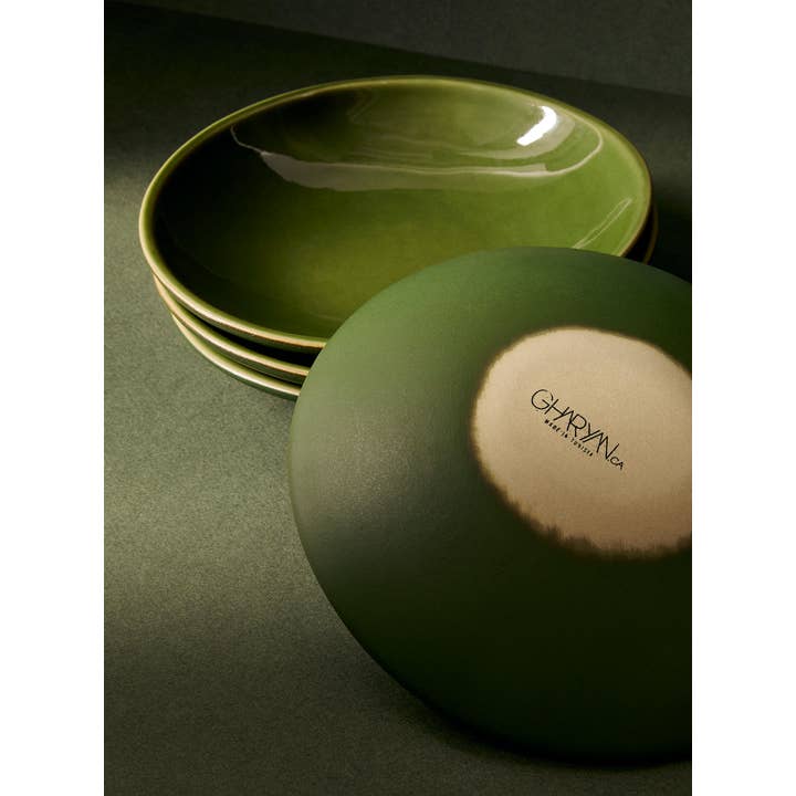 GHARYAN Stoneware & Olive Wood Tableware | Ships from USA - Wholesale Dinner Plate - Handmade Stoneware Dessert Plate | Dadasi 7.9"9