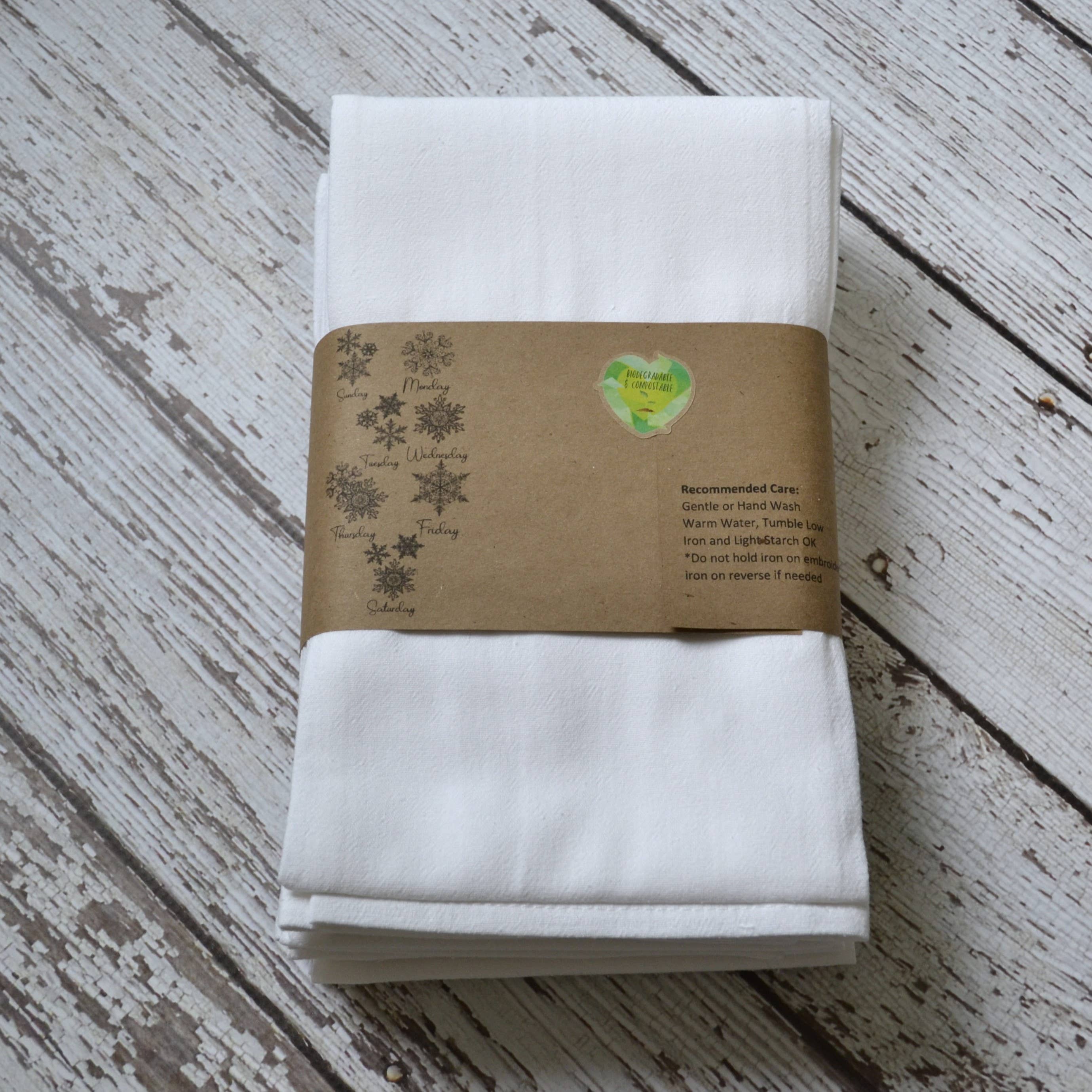 SewMuchMoreStore - Wholesale Tea Towel - Embroidered Day of the Week Towels - Snowflakes, 7 Pack12