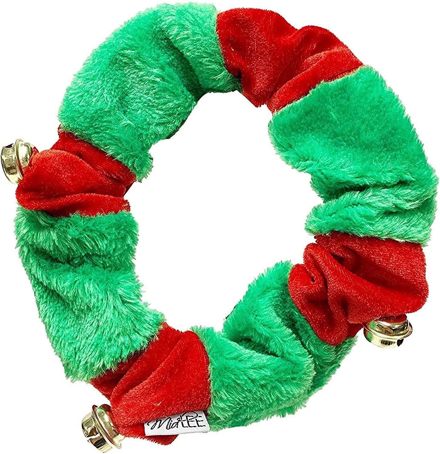 Midlee Designs – wholesale Pet collar – Dog – Midlee Red/Green Christmas Plush Bell Collar0