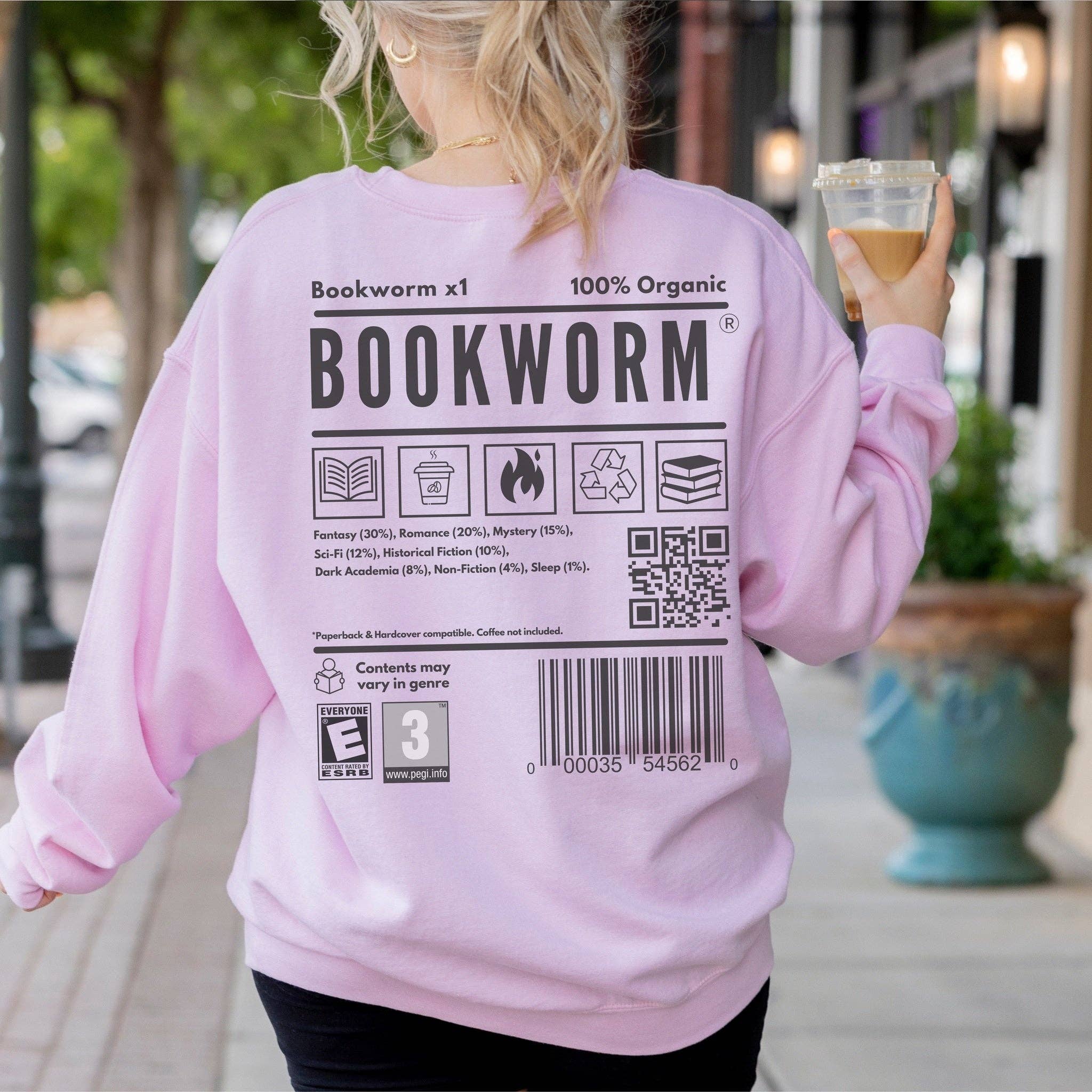 MagicMerchEmporium - Wholesale Graphic Sweatshirt - Women's - Bookworm Barcode Sweatshirt0