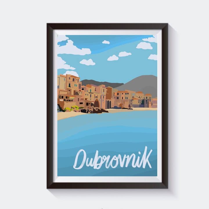Impression d'illustrations de voyage à Dubrovnik, en Croatie - 6 tailles pour la vente par 2 Sisters