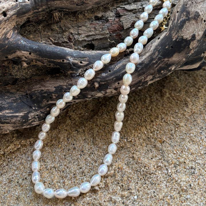 Colar de Pérolas de Água Doce Banhado a Ouro 18ct por atacado de Ocean Ripples