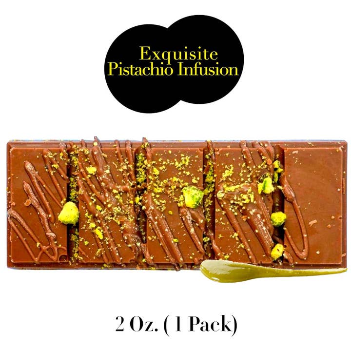 Swisense - Wholesale Chocolate Bar - Premium Dubai Kunafa Pistachio Chocolate Bar -2oz- Fresh1