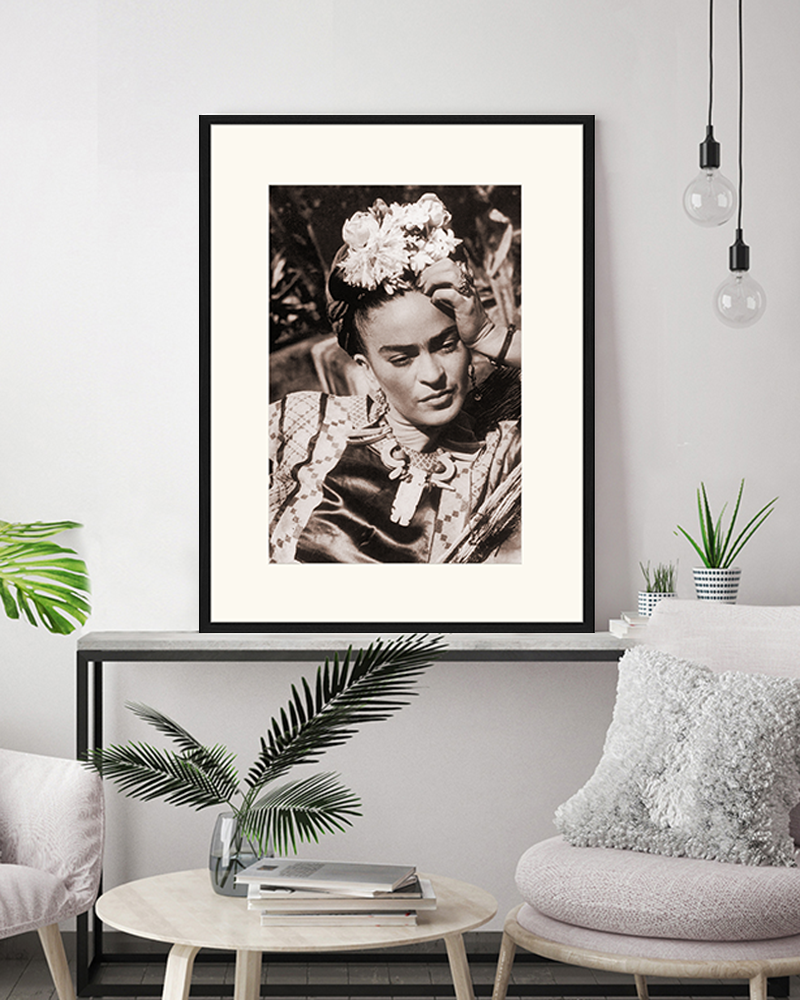 Schwarz Frida Kahlo Bild – Wandkunst mit Rahmen für den Großhandel auf Faire12