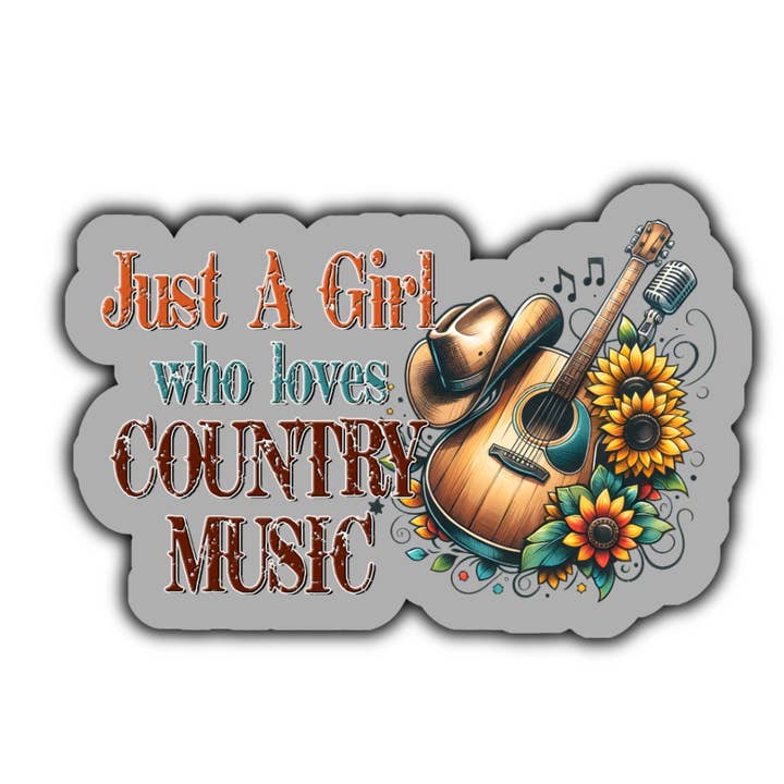 Gewoon een meisje dat van countrymuziek houdt sticker (grijs) voor wholesale door Stick to it creations