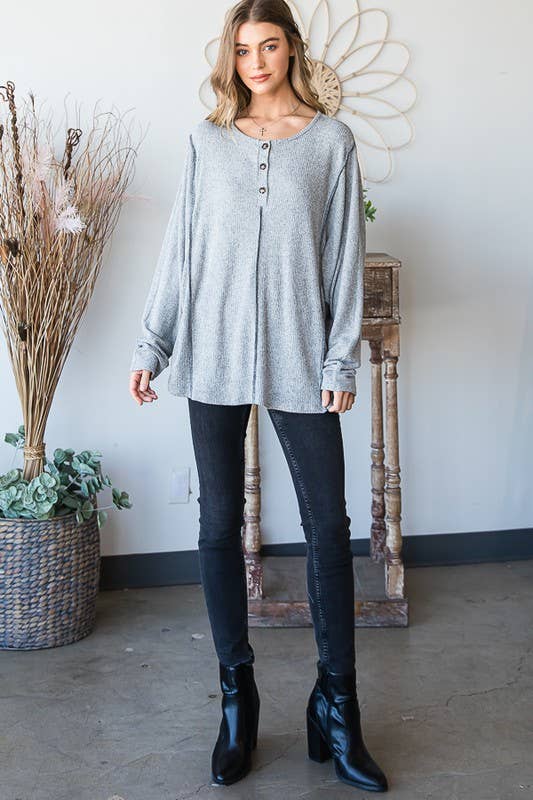 HEIMISH – wholesale Tunic – Women’s – ET6812-10 SOLID RIBBED TOP WITH BUTTON AND STITCH3