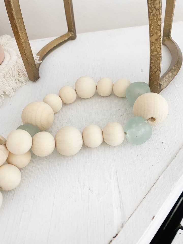 Sea Glass Garland with Jute Tassel for wholesale by Simply Styled Art