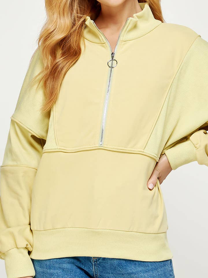 Felpa con zip con dettaglio a coste per la vendita all'ingrosso da parte di Strut & Bolt