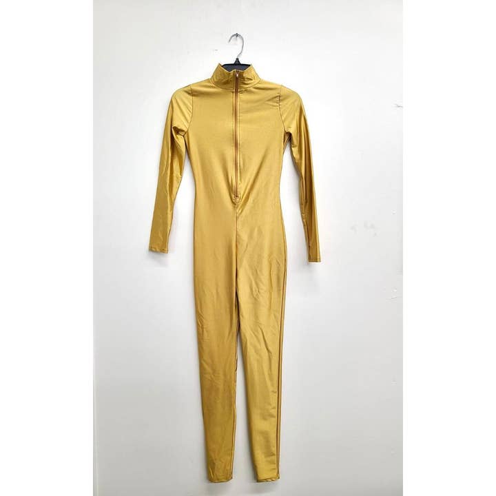 Uptown Apparel - Wholesale Jumpsuit - Women's - J5207 Shiny Front Zipper Stretch Catsuit