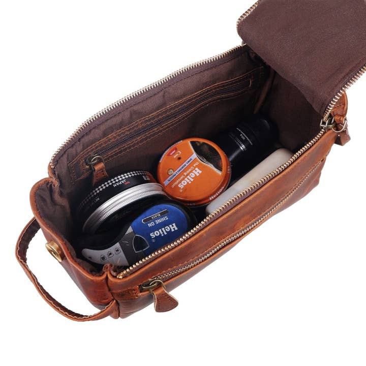 Classy Leather Bags - Wholesale Toiletry Bag - Unisex - The Reuben Travel Dopp Kit1