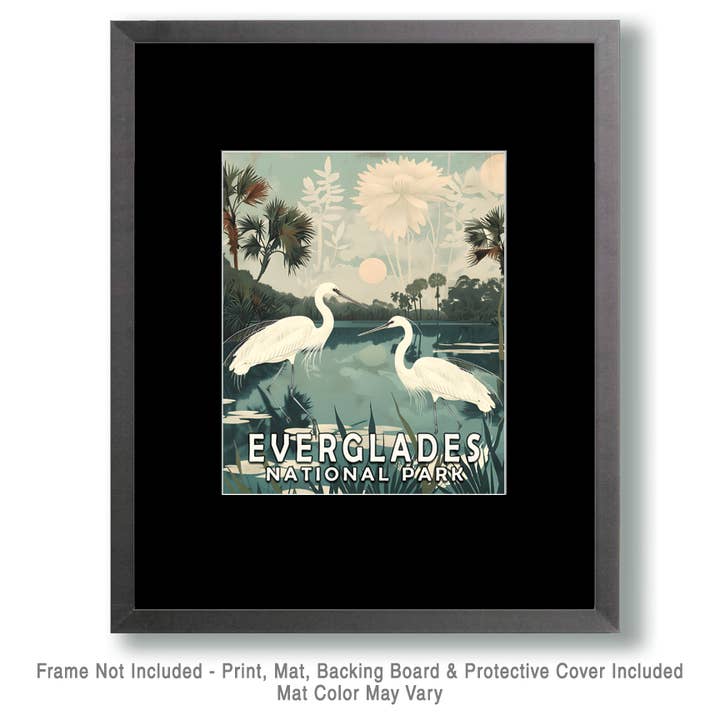 Mowbi - Wholesale Art Print - Egrets - Everglades Souvenir Home Decor Wall Art Prints – 8″x10″ Artwork – 11″x14″ Matte1