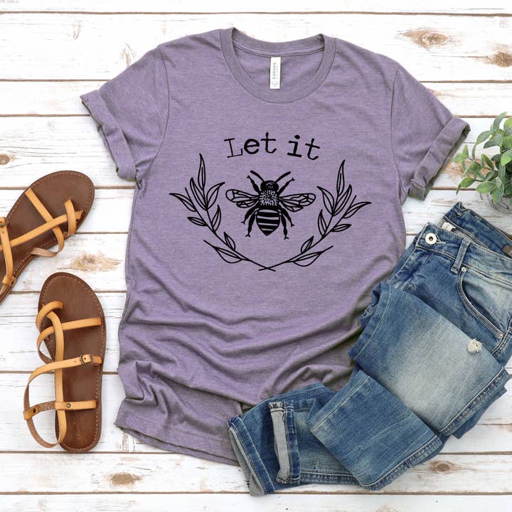 Sunfire Tees - Wholesale Screen Printed T-Shirt - Women's - Let it Bee - heather purple