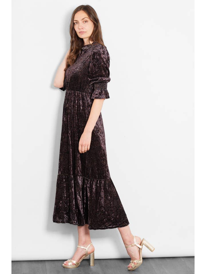 Sarta – wholesale Dress – Women's – Pandora V-Neck Midaxi Dress- Brown, Velvet Leopard4