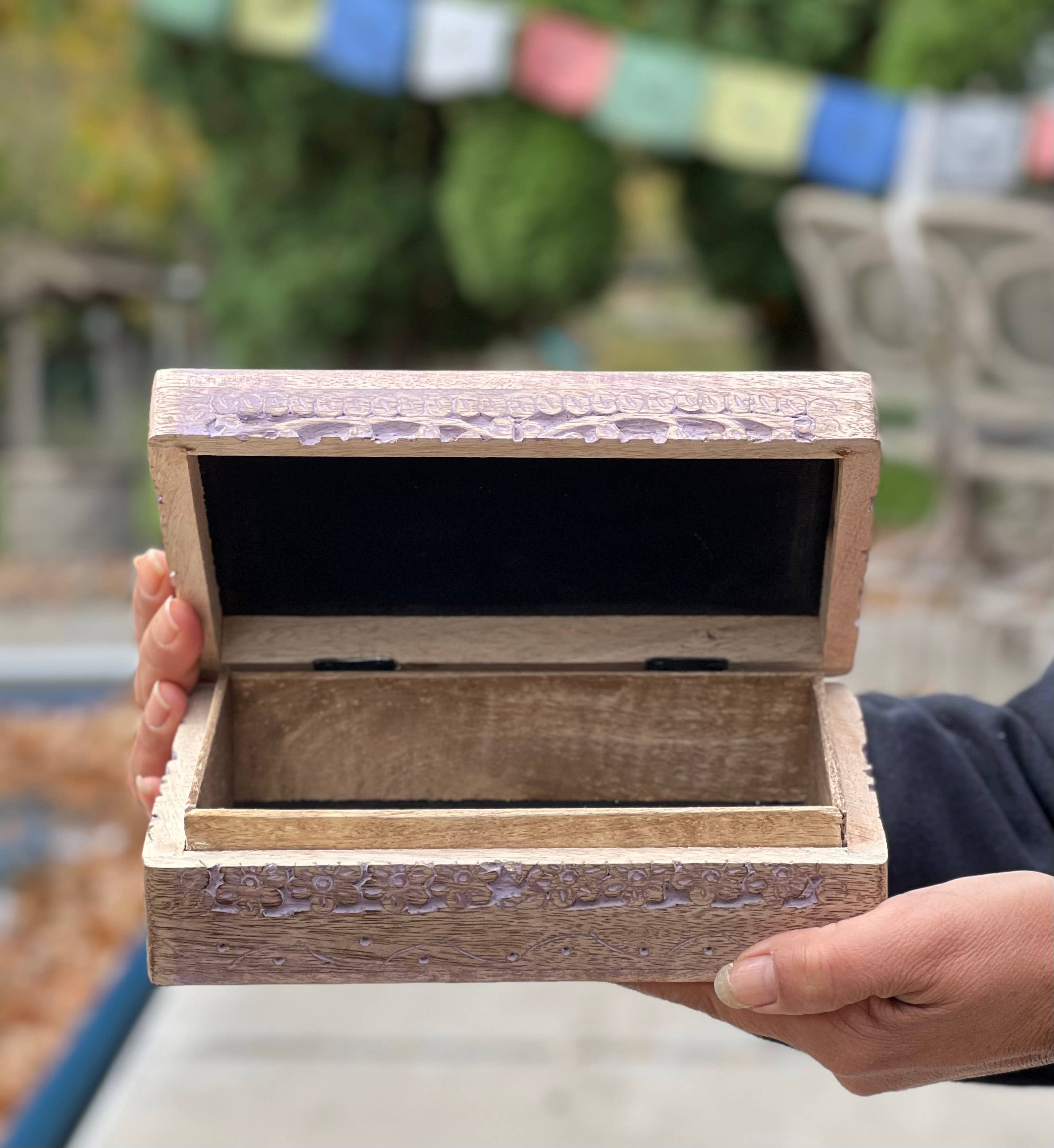 Lungta Imports - Wholesale Decorative Box - Celestial Moon and Stars Hand Carved Wooden Box Storage15