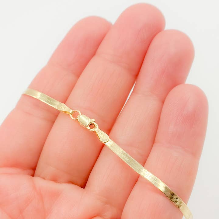 024G2CPY4L001Bracelet. 14k Solid Yellow Gold Herringbone Bracelet for wholesale on Faire