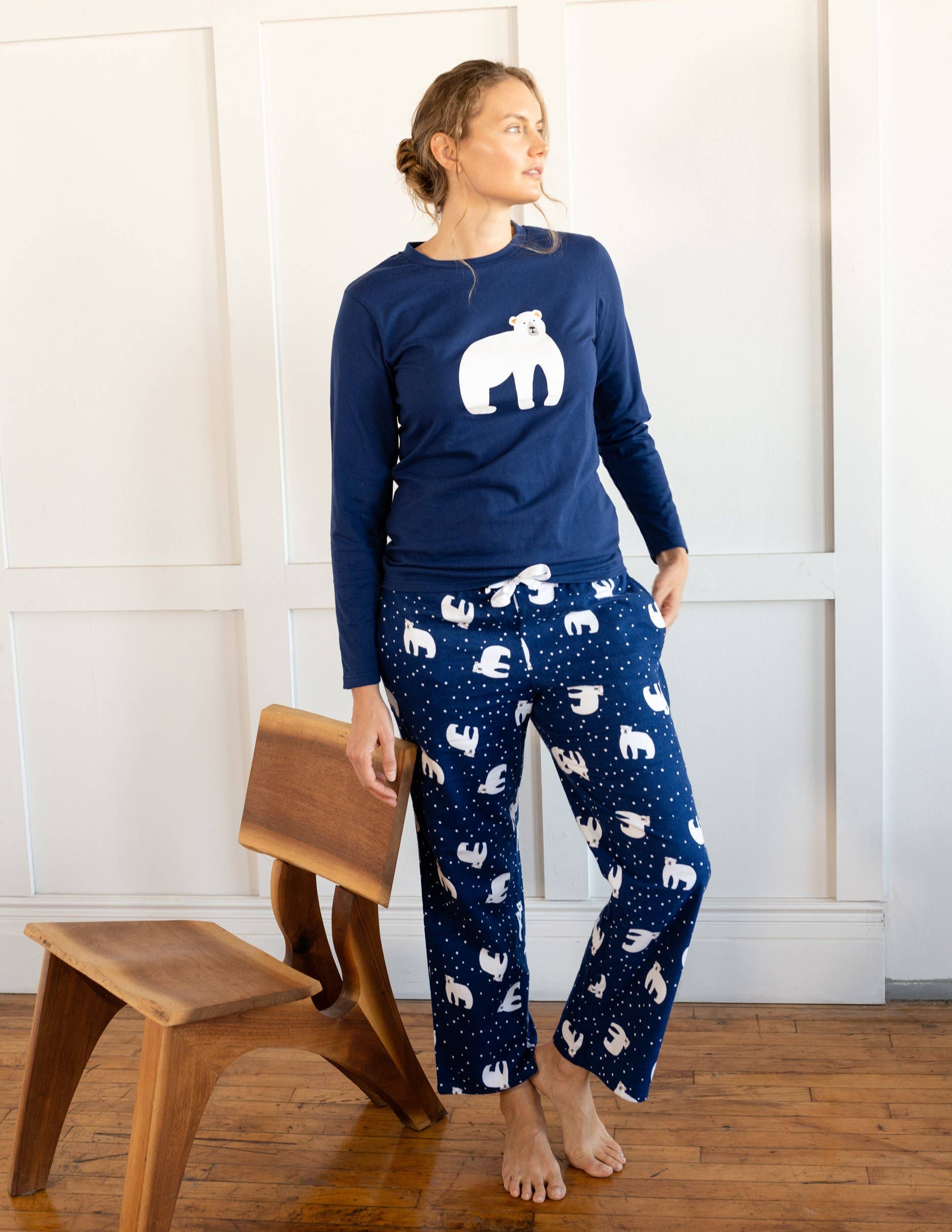 Leveret Pajamas - Vente Haut et bas de pyjama – femme - Pantalon deux pièces en flanelle en coton pour femmes5