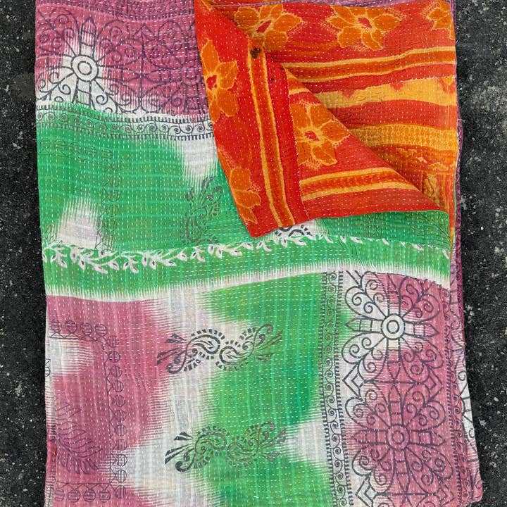 bhavnas boutique - Wholesale Quilt - Colorful Vintage kantha Quilt Indian Handmade Cotton Quilts