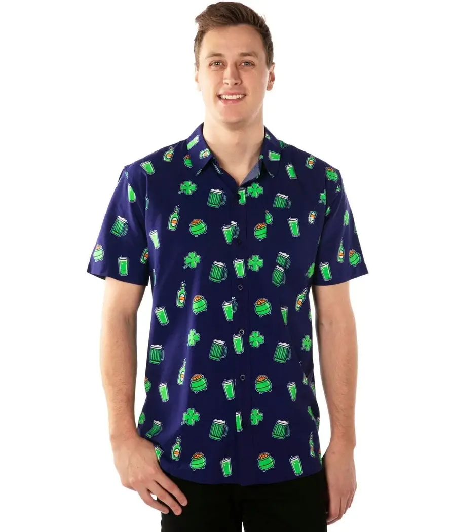 Tipsy Elves - Wholesale Button Down Shirt - Men's - Men's Green Beer St. Patrick's Day Button Down Shirt1