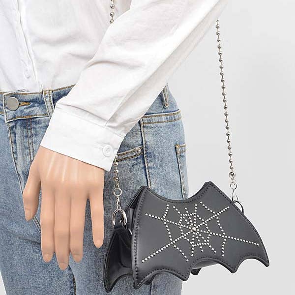 BLACK Halloween Bat Crossbody Bag for wholesale on Faire