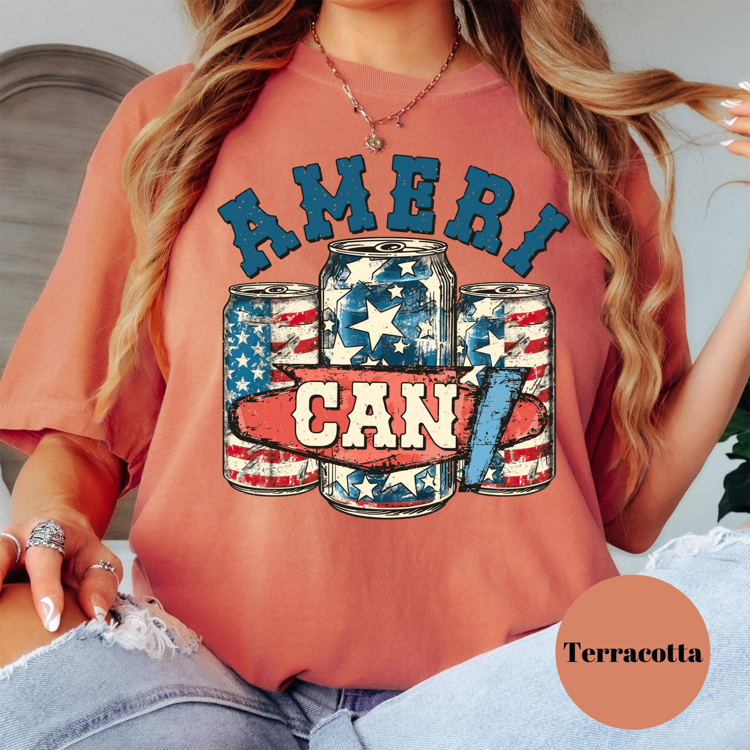 Epic Life  - Designed - Wholesale Screen Printed T-Shirt - Women's - AmeriCAN Beer Shirt, Comfort Colors® Shirt, Patriotic 4th of July Tee, Funny USA Graphic Shirt, Red White and Blue Shirt, Summer Party Tee5