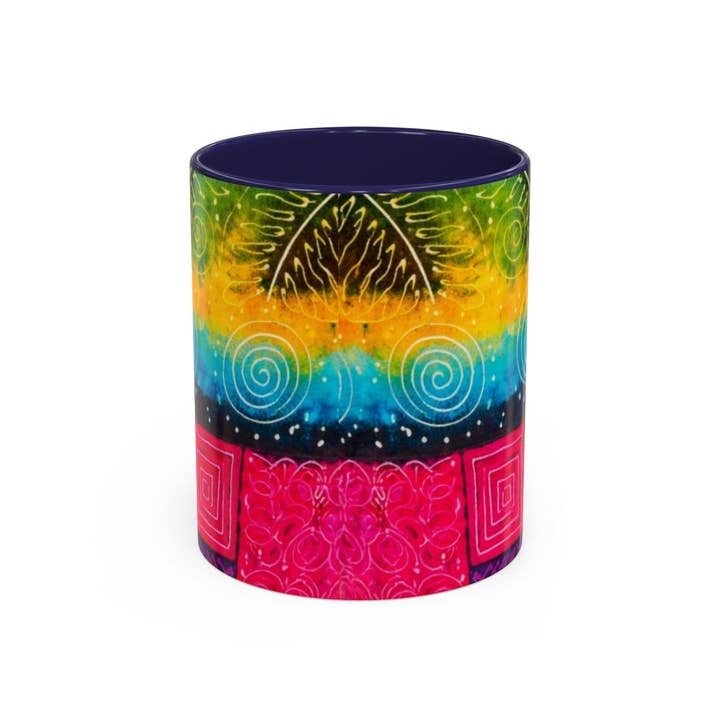 Colorful Art Coffee Mug – Vibrant Abstract Patchwork Design for wholesale by Upside Down Owl Farm