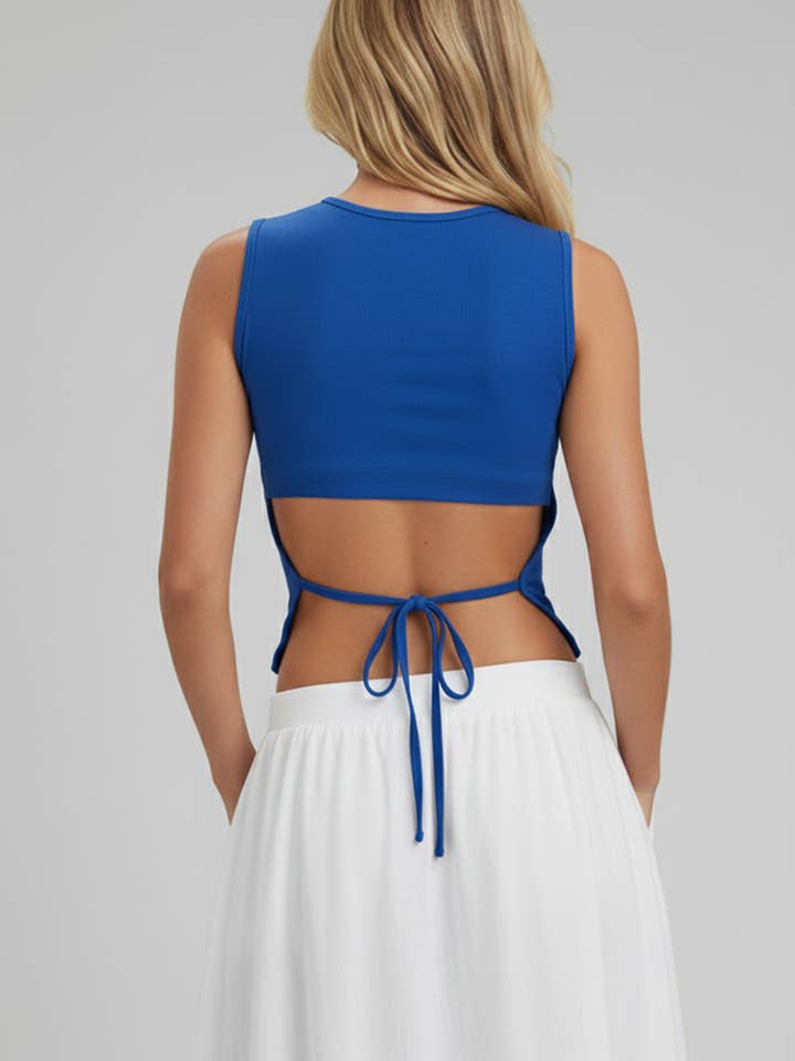 CAPELLA APPAREL - Wholesale Knit Top - Women's - Sleeveless Mock Neck Top with Adjustable Side Slit Tie8