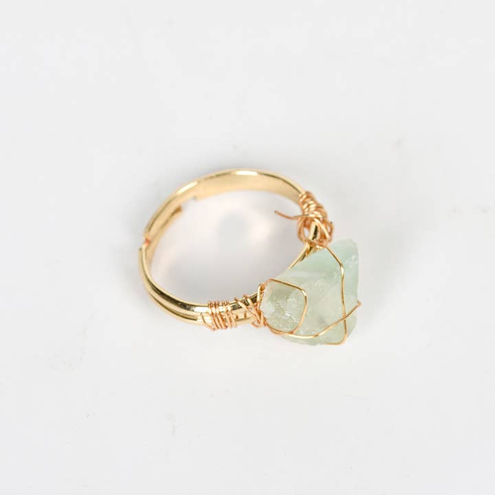 Mio Queena - Wholesale Cocktail/Statement Ring - Natural Irregular Rough Stone Wound Copper Wire Ring5