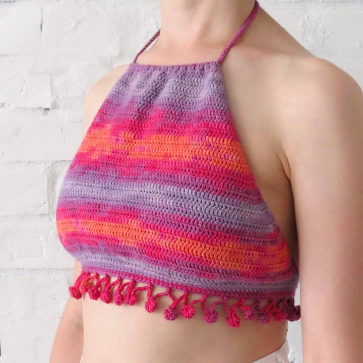 Camisetas de verano mujer arco iris Crochet crop top Colorido festival para venta al por mayor de FairyBabyGifts