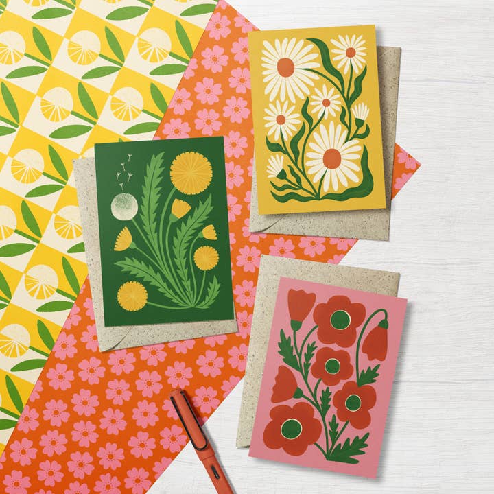 Bird & Co Studio – wholesale Everyday greeting card – Ox-Eye Daisy | Modern-Retro Floral Reusable Greeting Card5