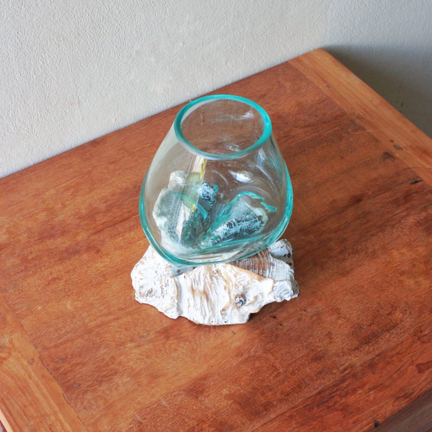 Ancient Wisdom - Wholesale Vase - Molten Glass on Whitewash Wood Medium Vase2