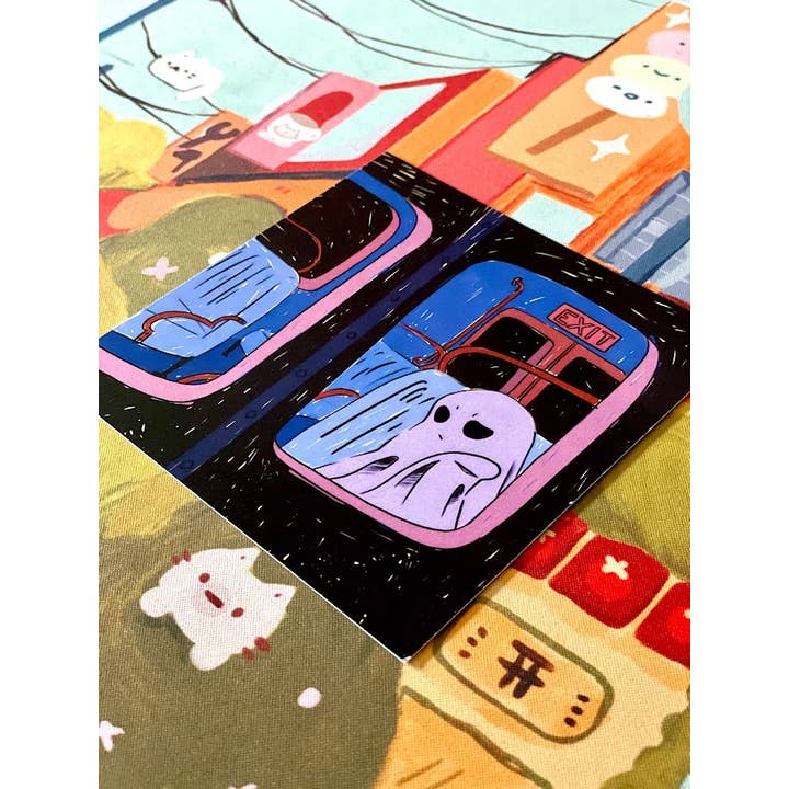 Paper Rat Illustrations - Wholesale Art Print - Moody Ghost on an Empty Train Illustration 8x83