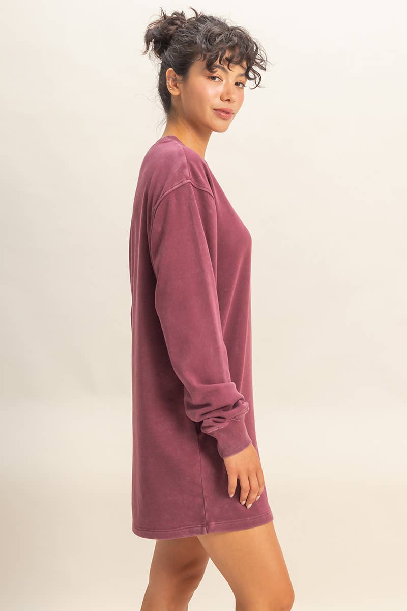 HYFVE – wholesale Dress – Women's – Mineral Washed Oversized Mini Sweatshirt Dress51