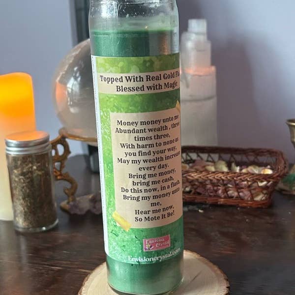 Envision Crystal - Wholesale Jar/Filled Candle - Money 7-Day Candle - Scented and Blessed - Spell Candle 1