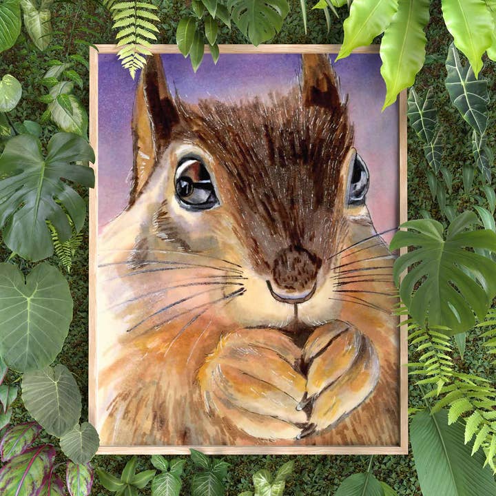 Egern 8x10 i. Kunst Print for engroshandel hos quirky burp illustrations