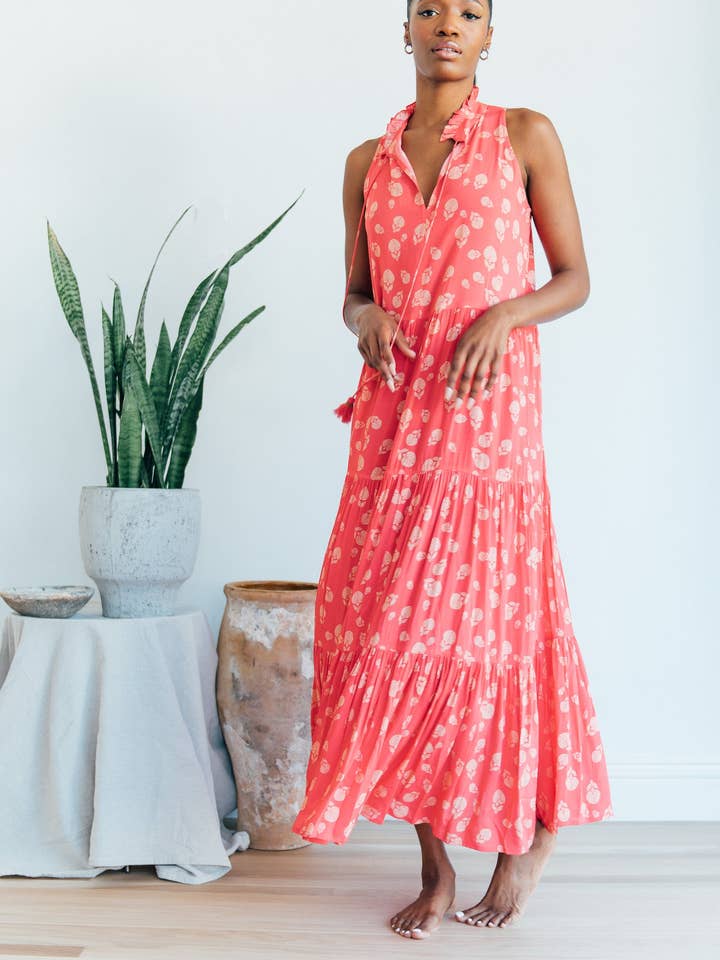 Sienna Maxi s/l - red blossom for wholesale by Roma Label