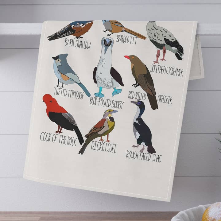 Lustiges Küchentuch – Wortspiel mit Vögeln Geschirrtuch für den Großhandel von Acorn & Artisan