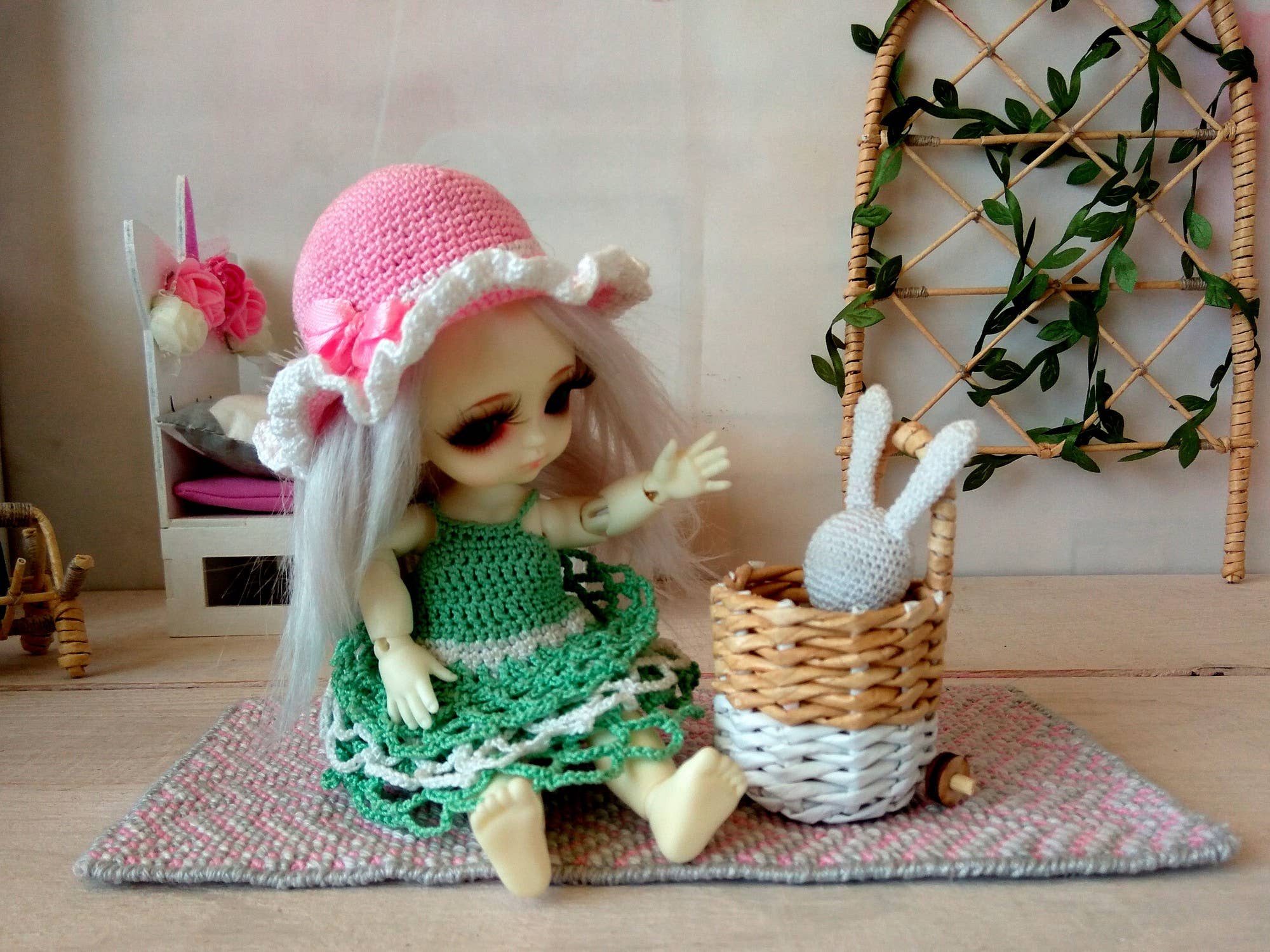 Lenasminiland - Wholesale Doll Accessory Kit - Kids - Miniature shopping trolley, basket for toys dollhouse nurser9