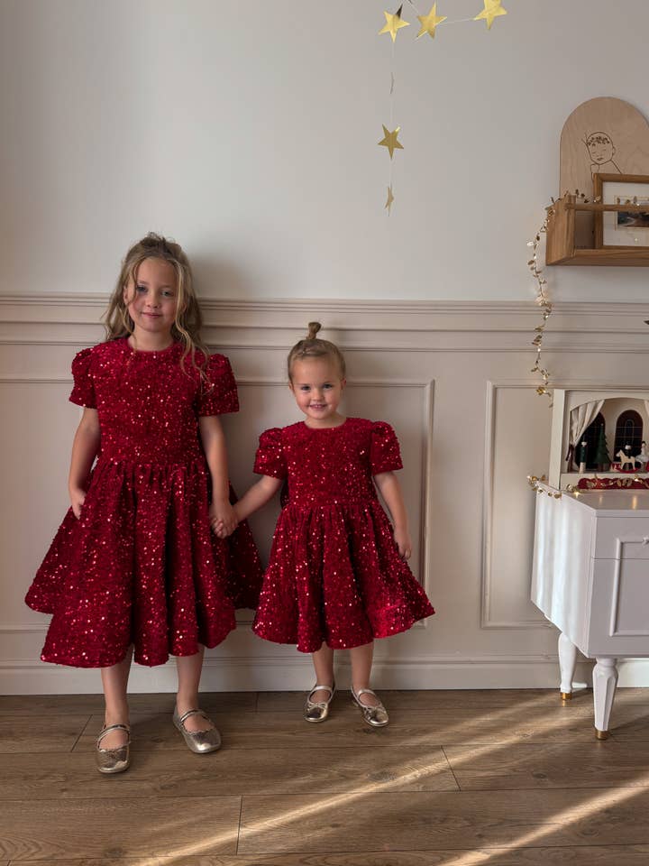 Scarlett Christmas Red Sequins Dress for wholesale by Ellie Ellie
